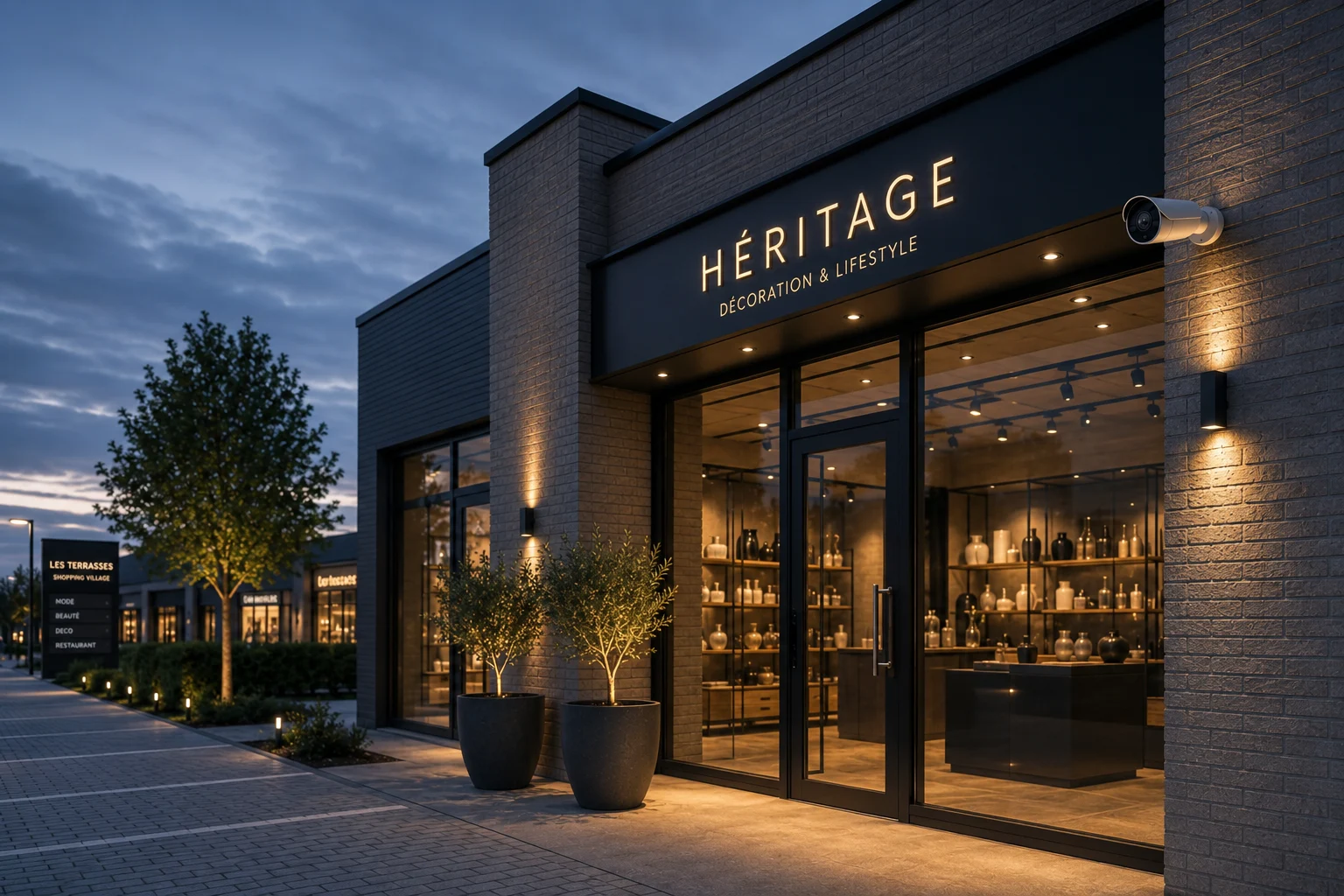 Commerce sécurisé en soirée